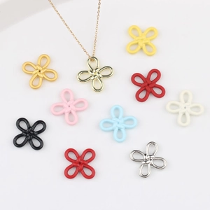 Alloy Painted Chinese Knot Pendant Charms For DIY Jewelry Making Bracelet Necklace Earring Crafting Accessories For Women