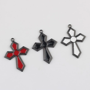 Ensemble de pendentifs croix en alliage avec émail pour création de bijoux DIY
