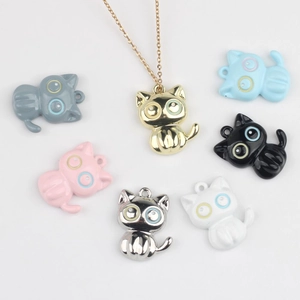 Simple Pendentif Chaton en Alliage de Zinc DIY Accessoires de Bijoux pour Fabrication de Collier Bracelet Chat Émaillé Artisanat