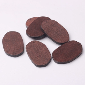Oval walnut-colored wood pendants with pre-drilled holes for DIY jewelry making