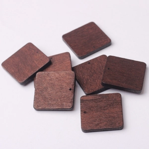 Handmade walnut wood square pendant beads 27mm for DIY bohemian earrings jewelry