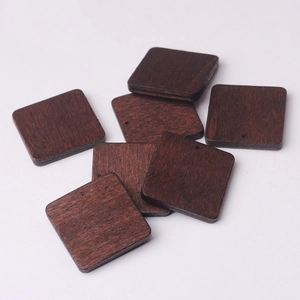 27mm walnut wood square beads with natural grain for DIY bohemian jewelry making