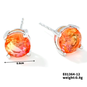 Pink round cut glass stud earrings with silver 4-prong setting 0.6cm diameter