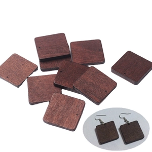 Square Walnut Color Wood Bead Pendant 27mm Geometric Wooden Accessories For Handmade Bohemian Earrings DIY Jewelry Finding