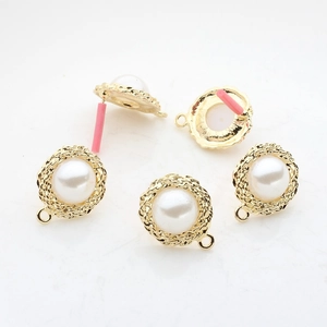 Clous d'Oreilles Ronds En Alliage Plqué Or Avec Künstliche Perle d'Imitation Bordure Torsadée DIY Composants Pour La Fabrication De Bijoux
