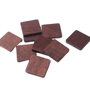 Set of 27mm square walnut wood pendants for DIY jewelry making and bohemian earrings