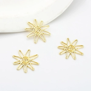 Irregular hollow sun-shaped geometric gold metal charms for DIY jewelry making