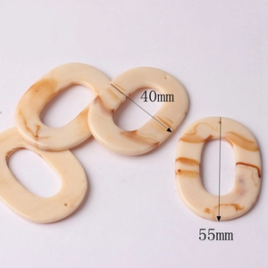 55mm oval cream resin links with marble texture and pre-drilled holes for DIY jewelry making