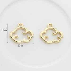 Golden alloy cloud-shaped pendants for DIY jewelry making, size 13mm by 12mm