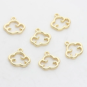 Set of six golden alloy auspicious cloud pendants for DIY jewelry making and earrings
