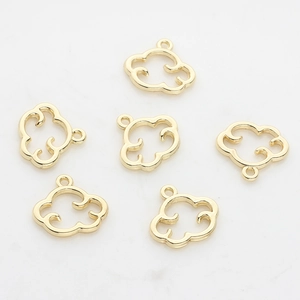 Golden hollow cloud alloy charms for DIY jewelry making and handmade earring accessories