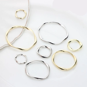 Minimalist Irregular Twisted Metal Circle Earring Findings Gold Silver Zinc Alloy Round DIY Jewelry Making Accessories