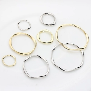 Irregular wavy metal ring pendants in gold and silver for DIY jewelry making