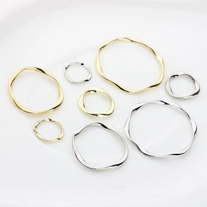 Minimalist irregular twisted circle alloy pendants for DIY earrings in gold and silver finish