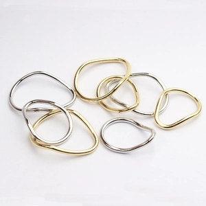 Irregular wavy metal rings in gold and silver finish for DIY jewelry making