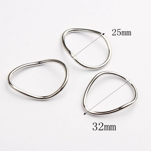 Detailed view of irregular zinc alloy rings with 25mm and 32mm inner diameter dimensions