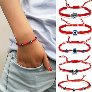 Handmade Red Rope Braided Bracelet For Women Men Alloy Evil Eye Charm Adjustable Hamsa Hand Turtle Elephant Owl Jewelry