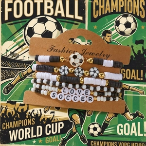Σετ Βραχιόλια με Χάντρες Αθλητικό Θέμα για Άνδρες Γυναίκες Πολυμερικός Πηλός Ποδόσφαιρο Μπάσκετ Μπέιζμπολ Ράγκμπι Βόλεϊ Χειροποίητα Κοσμήματα