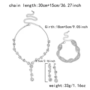 Guida alle taglie per set di gioielli con strass con misure di collana e orecchini