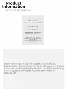 Bracelets lumineux pour couples avec taille réglable et carte de texte poétique