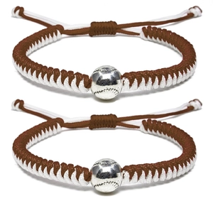 Set di braccialetti intrecciati regolabili da baseball con perla in metallo