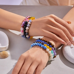 Handmade tiger eye stone beaded bracelet set for women shown on a model wrist