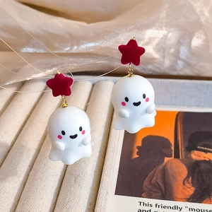 Cute Ghost Halloween Earrings Christmas Santa Claus Snowflake Ribbon Heart Drop Earrings For Women Festive Alloy Jewelry