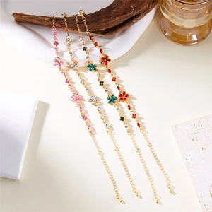 Blumen Armbänder mit Kristallen in Pink, Blau, Rot, Weiß und verstellbaren Ketten