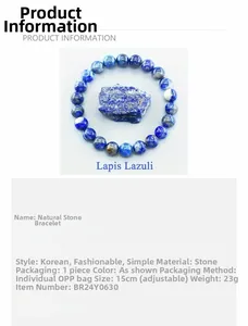 Makroaufnahme von 8mm Lapislazuli-Perlen mit Größenangaben und 23g Gewichtsinfo