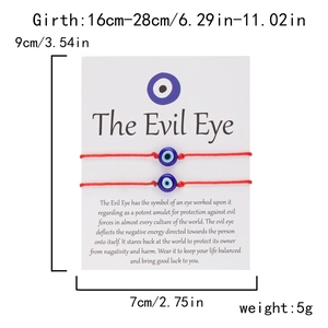 Λεπτομέρεια κόκκινων βραχιολιών Evil Eye με ρυθμιζόμενο μέγεθος περιφέρειας 16-28cm