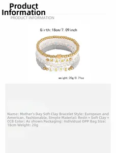 Detailansicht der MAMA und LOVE Armband-Sets mit Polymer-Ton und Kristallen