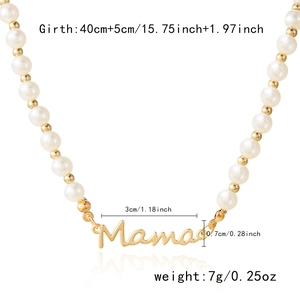 Détail du collier perles Mama avec dimensions 40+5cm de long et poids de 7g spécifié