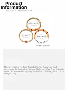 Detaillierte Größenangaben für ein 3-teiliges Basketball-Themen-Armbandset mit Perlen