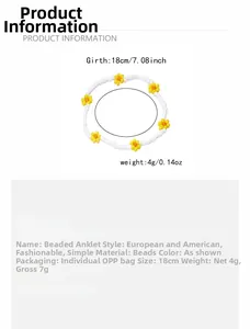 Detail van de handgemaakte kralen enkelband met 18cm omtrek en gewicht van 4g