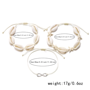 Adjustable bohemian shell and starfish charm bracelets with infinity symbol detail