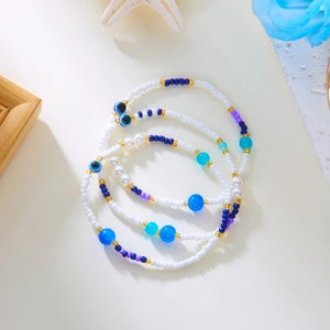 Details von böhmischen Evil Eye Perlen-Fußkettchen mit Seesternen und Muschel-Elementen