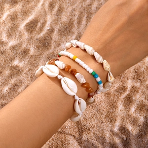 Boho Muschel Perlen Stein Mehrlagige Armband Kollektion Für Damen Strand Urlaub Handgefertigter Ethno Modeschmuck Geschenk