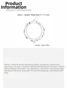 Details der Meeres-Halskette mit Muschel, Seestern-Anhänger und Längenangaben in Blau