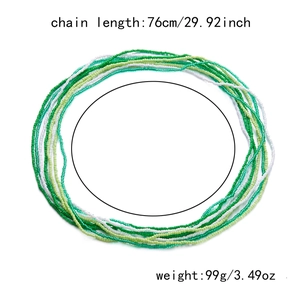 Macro shot of colorful beaded waist chains showing a total length of 76cm and 99g weight