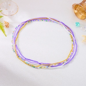 Colorful multi-layer seed bead waist chains with summer ocean starfish decorations