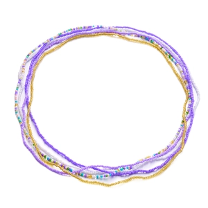 Colorful bohemian style seed bead waist chain set for women on white background