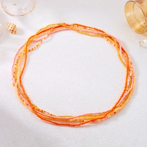 Multicolor layered seed bead waist chain set for women beach bikini accessory