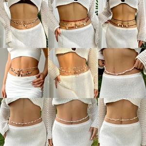 Bohemian Shell Seed Bead Waist Chain For Women Summer Beach Sexy Body Jewelry With Natural Conch Star Pendant Crushed Stone