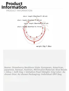 Vierschichtige Erdbeer-Halskette mit Perlen, Tonperlen und Legierungsanhängern