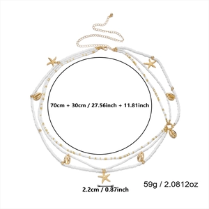 Detailansicht der Muschel-Taillenkette mit Maßen von 70 cm plus 30 cm und 59 g Gewicht