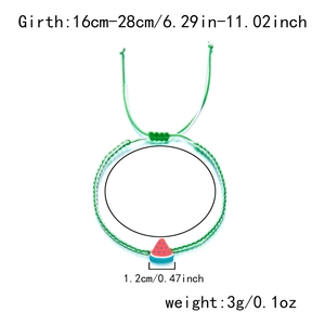 Verstellbares gewebtes Armband mit Wassermelone, 16-28cm Länge und leichtes 3g Design