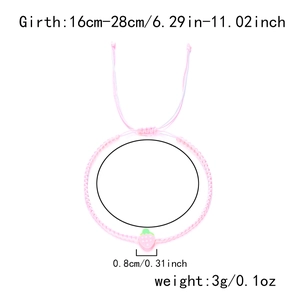 Details zum rosa geflochtenen Erdbeerarmband mit verstellbarem 16-28cm Umfang