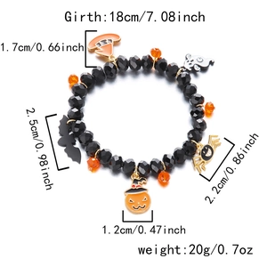 Especificaciones de tamaño del brazalete de Halloween con dijes de calabaza y fantasma