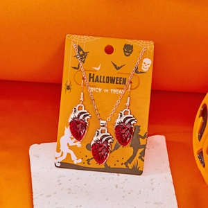 Halloween Schmuckset mit anatomischem Herzanhänger Halskette und passenden Ohrringen