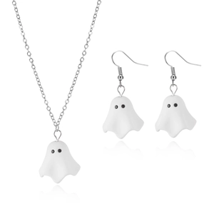 Geist-Anhänger-Halskette und Hakenohrringe Set für Halloween Mode-Schmuck Kollektion